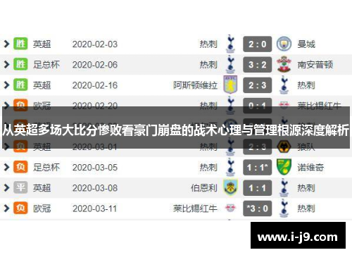 从英超多场大比分惨败看豪门崩盘的战术心理与管理根源深度解析 从英超多场大比分惨败看豪门崩盘的战术心理与管理根源深度解析